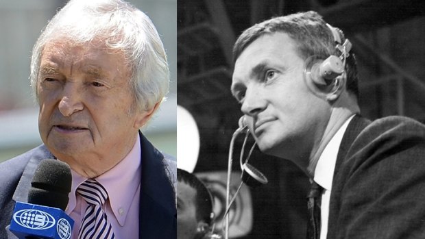 Richie Benaud commentating in 1993 (left) and also in 1962.