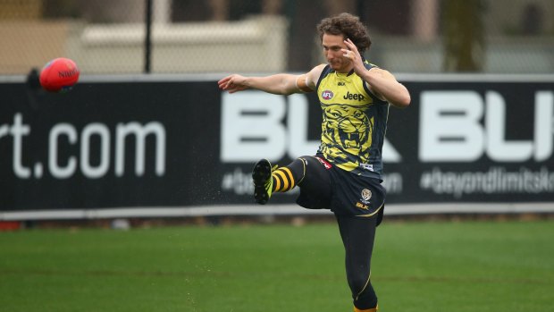 Forward Ty Vickery of the Tigers at training on Thursday.