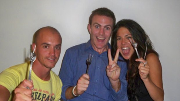 They give a fork... Kinfolk Cafe co-founders Jarrod Biffra (left), Elliot Costello (centre) and Asuka Hara (right).