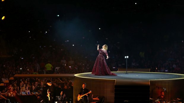 Adele on stage for the first show of her Australian tour.