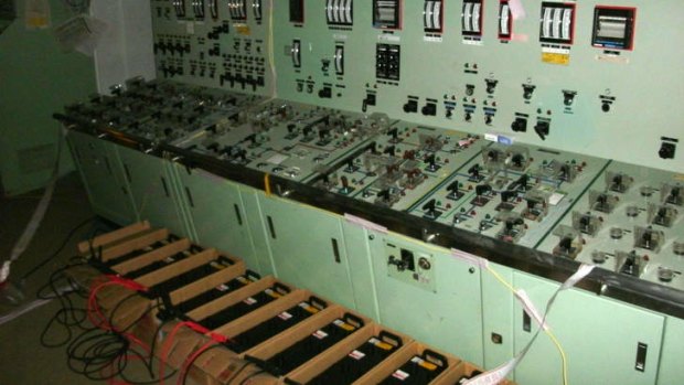 Power up … batteries were hooked up to temporarily power the reactor's control panel.