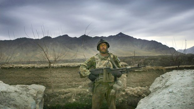 Australian Private Lachlan Grono on patrol in Afghanistan recently.