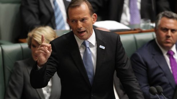 Opposition Leader Tony Abbott during Question Time at Parliament House in Canberra.