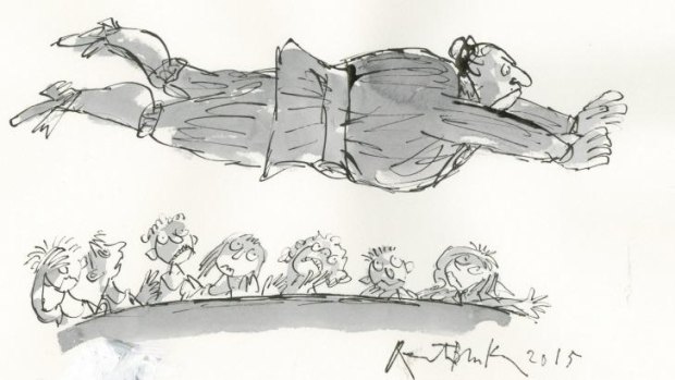 Quentin Blake's new illustration of Matilda's villain, Miss Trunchbull.
