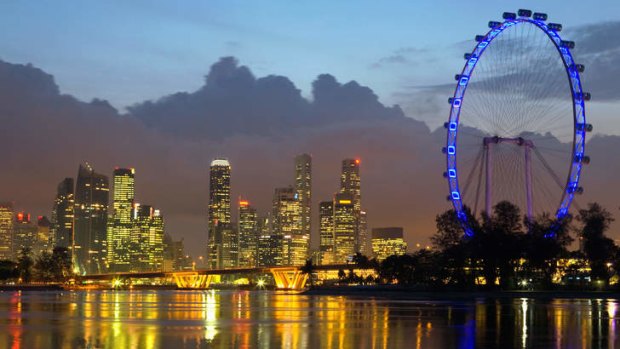 The Singapore Flyer at dusk.