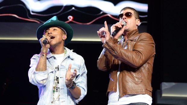 Pharrell Williams, left, and Robin Thicke.