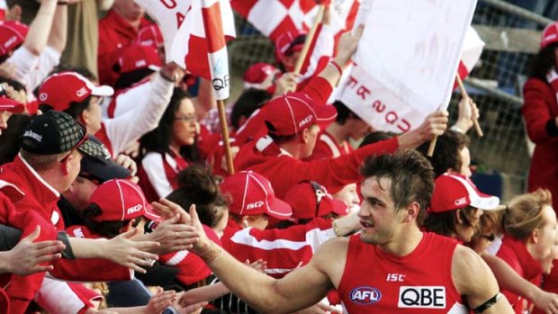 Support ... the Swans have arrested the slide in memberships, which has helped their bottom line.