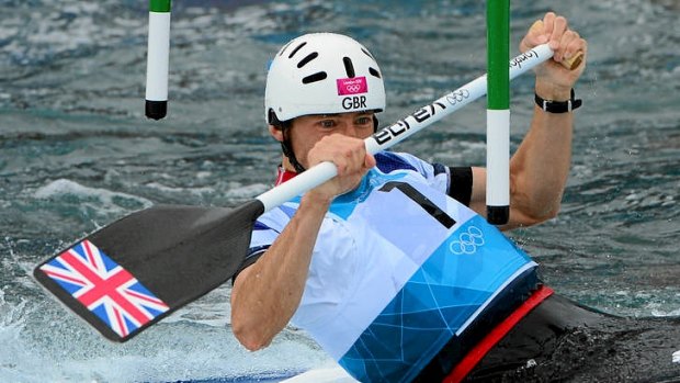 Britain's world number one David Florence competes in the semi finals of the canoe slalom.