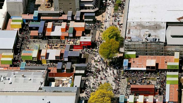 Christchurch's new shipping container mall, built in the wake of last year's earthquakes.