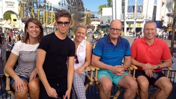 The <i>Sunrise</i> cast with executive producer Michael Pell at Universal Studios in August last year.