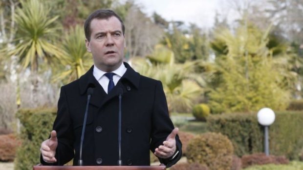 Russian Prime Minister Dmitry Medvedev:   "There are big doubts about the legitimacy of a whole series of organs of power that are now functioning there."