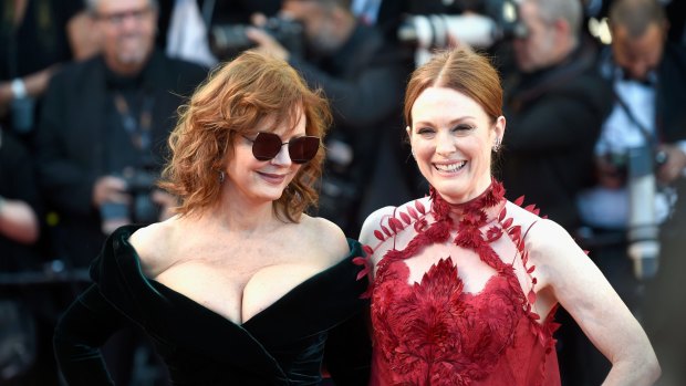 Actresses Susan Sarandon and Julianne Moore at the Opening Gala of the 70th annual Cannes Film Festival. 