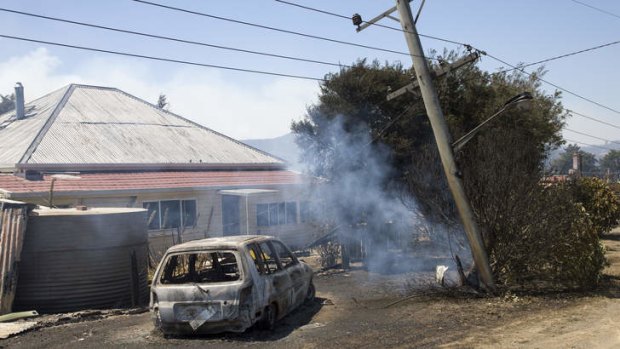 The aftermath at Dunalley on the east coast of Tasmania after a bushfire ravaged the town.