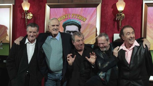 Planning a reunion ... The remaining original cast of the Monty Python troupe - from left,  Michael Palin, John Cleese, Terry Jones, Terry Gilliam and Eric Idle - in New York in 2009.
