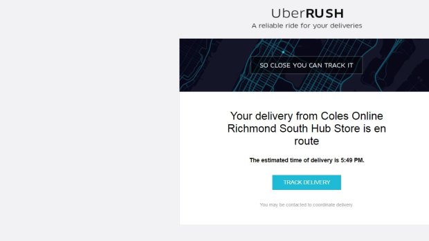 Coles customers have been receiving deliveries through UberRUSH.