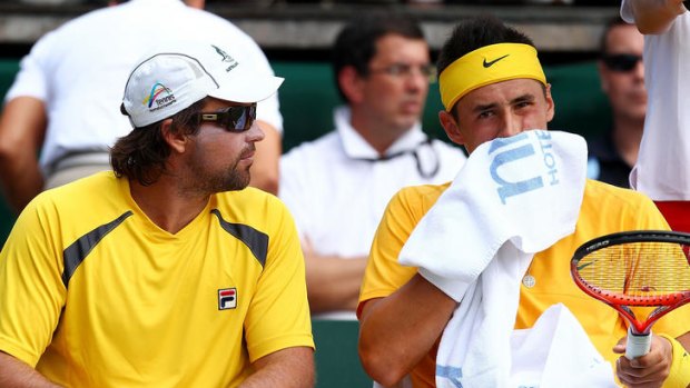 Hard work ahead ... veteren Pat Rafter offered words of encouragement for youngster Bernard Tomic.