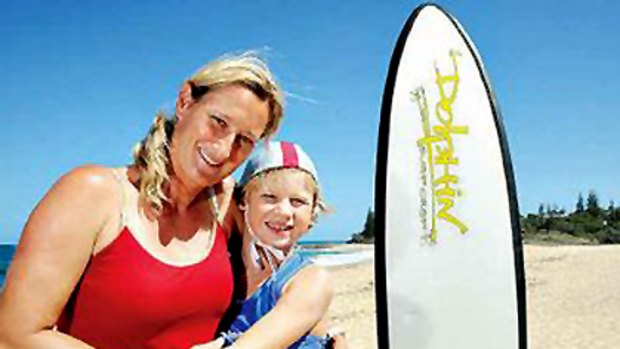 Daniel Bounty with his mum, Michelle. Daniel is recovering from a stroke and looks forward to going back to Nippers.