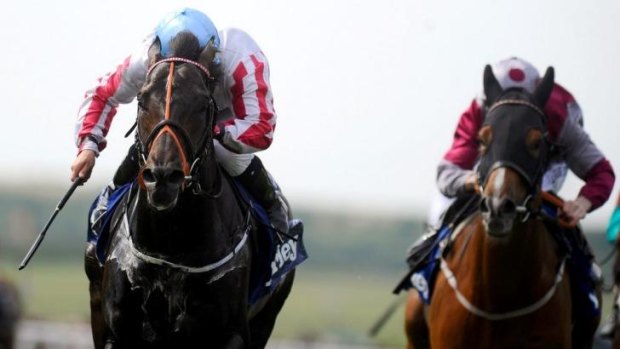 Wayne Lordan rides Slade Power to victory in the Darley July Cup at Newmarket on Saturday. 