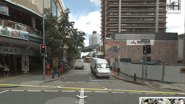 A Google Street View image of the corner the mall between Albert and Queen streets.