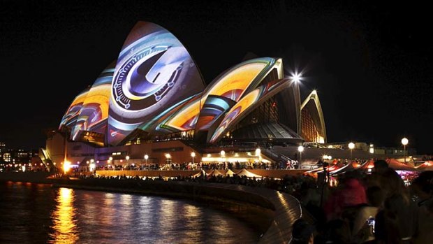 Alight with colour: Light installations at the Sydney Opera House.