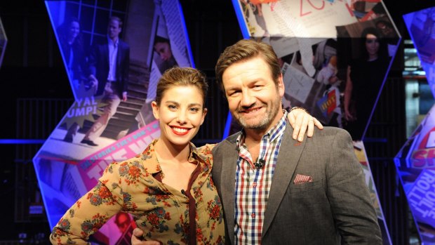 Brooke Satchwell and Lawrence Mooney in <i>Dirty Laundry Live</i> on ABC TV.