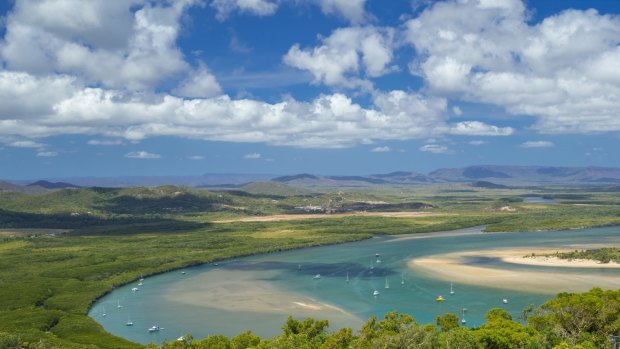 A view of the Endeavour River from Grassy Hill in Cooktown.
