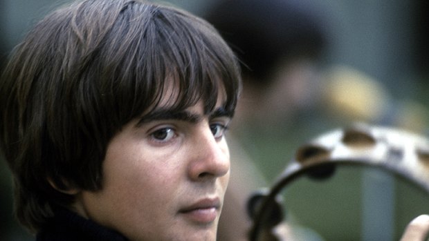 Daydream believer ... Davy Jones plays the tambourine during filming of The Monkees TV show.