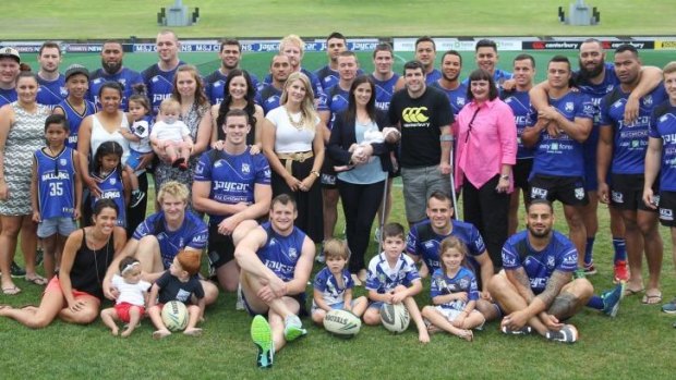 United: Canterbury's players with family members at their media day during the week at Belmore.