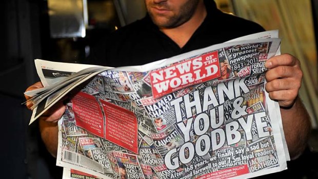 The final edition of <I>News of the World</i>, which has apologised for the scandal.