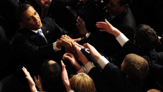 ''This is our generation's Sputnik moment'' ... Barack Obama hailed by Democratic supporters.