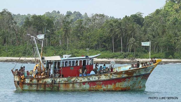 Sri Lankan refugees sailing Indonesia's Mentawai Islands.