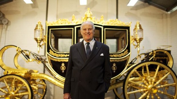 Brittania rules ... Jim Frecklington and the coach built for the Queen's diamond jubileee next year.