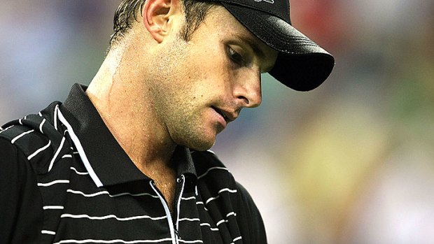 Despondent: Andy Roddick during his loss to Novak Djokovic at the 2008 US Open.