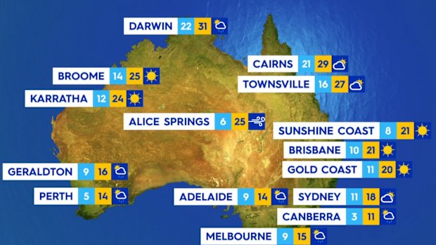 National weather forecast for Monday July 28