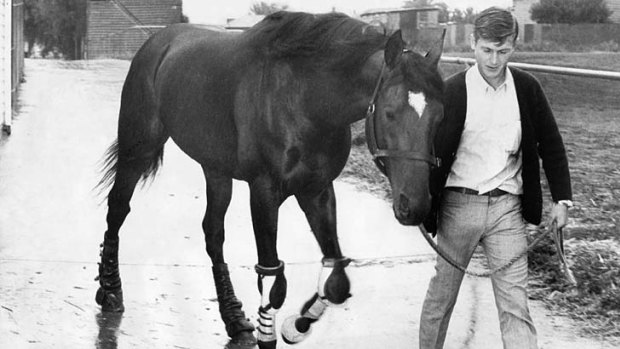 Les Samba as a young strapper with champion stayer Rainlover.