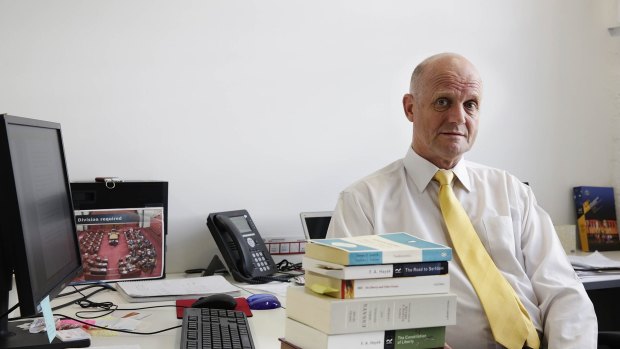 Liberal Democrat senator David Leyonhjelm in his Sydney office.