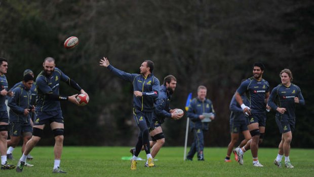 Ready to rumble: the Wallabies prepare for their clash with Wales.