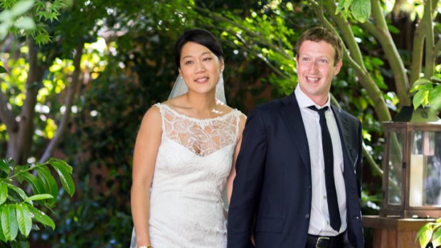 Facebook founder and CEO Mark Zuckerberg and Priscilla Chan at their wedding ceremony in Palo Alto.