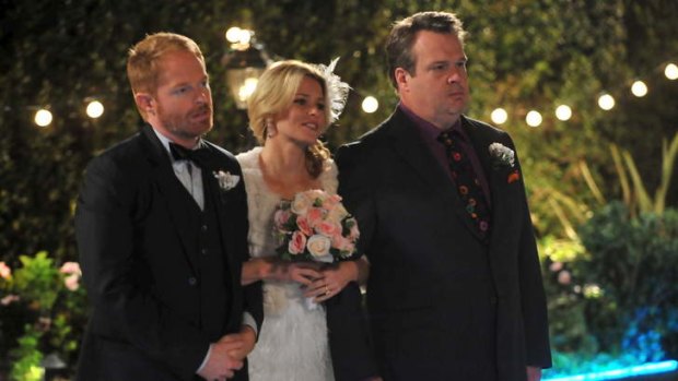 All for marriage equality ... <i>Modern Family</i>'s Jesse Tyler Ferguson, Elizabeth Banks and Eric Stonestreet.