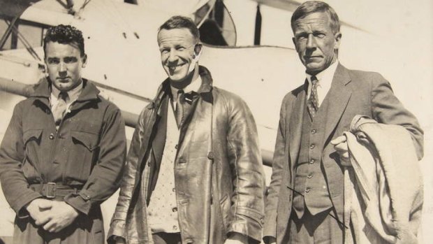 Flight club: Purvis with Sir Charles and Wilfred Kingsford Smith.