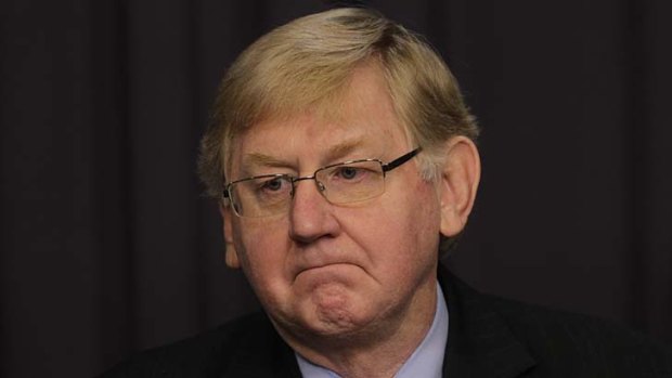 Martin Ferguson resigns from the ministry during a press conference in Canberra.