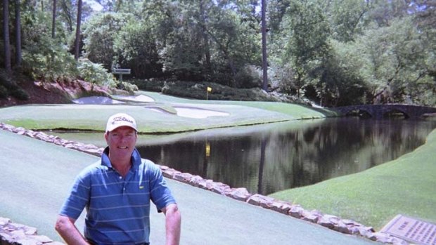 Pinch me: The Age's Martin Blake poses for a photo beside Augusta's famous Rae's Creek.