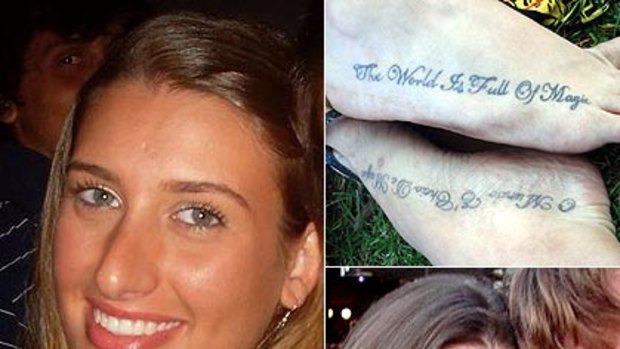 Found dead ... Suellen Domingues Zaupa and the tattoos that she and a friend had done.