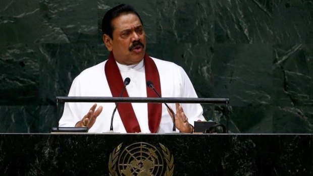 Sri Lankan President Mahinda Rajapaksa addresses the UN General Assembly.