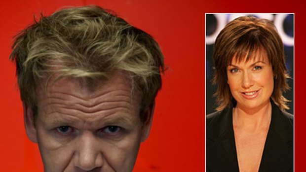 Spat ... Tracy Grimshaw and Gordon Ramsay.