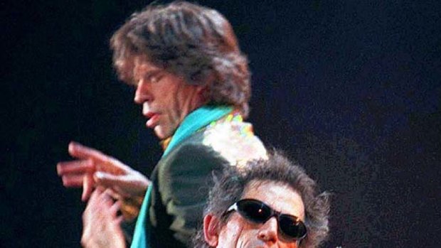 The Rolling Stones' Keith Richards (front) and Mick Jagger in action.