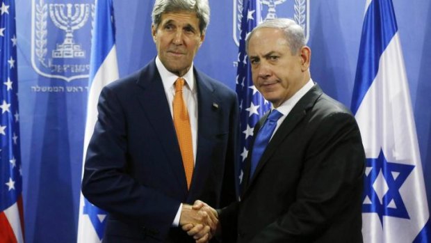 US Secretary of State John Kerry with Israeli Prime Minister Benjamin Netanyahu.