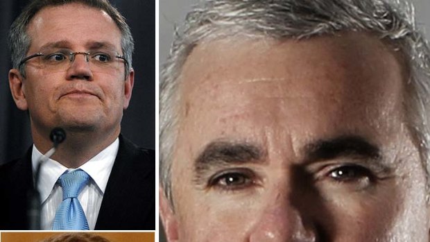 Andrew Wilkie ... says Tony Abbott should have immediately sacked Scott Morrison, top, and Cory Bernardi.