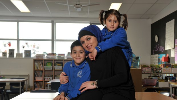 Lessons in generosity: Hiba Kannouj’s children Daniel and Danya benefit from charity programs.