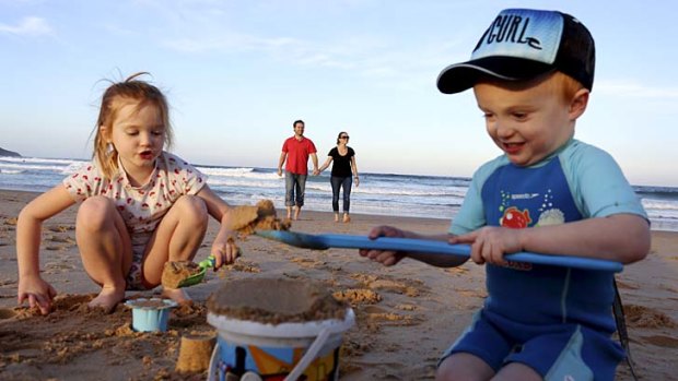 Family holidays: Samantha and Luke O'Connor with kids Sienna, 6, and Lincoln, 3.